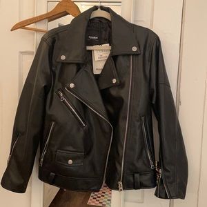 Pull & Bear oversized leather moto jacket